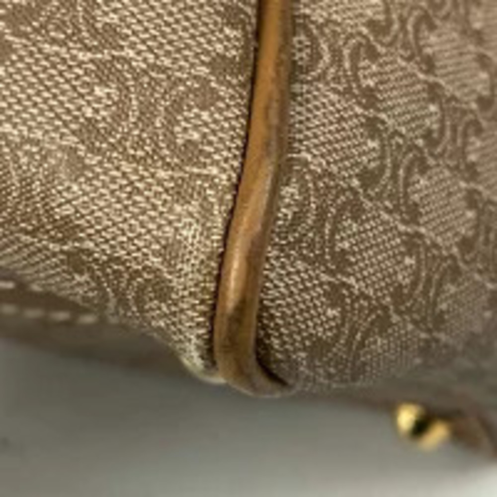 Celine Handbag Boston Beige Canvas Macadam Tan